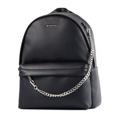 MICHAEL KORS SLATER 鵝卵石紋鍊帶掛飾後背包-黑/中