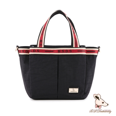 B.S.D.S冰山袋鼠 - 非常莓好 - 織帶拼接多層購物包 - 紅磚黑【8019-KR】