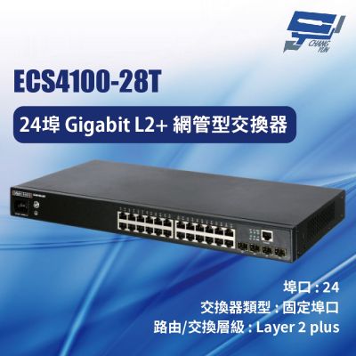 昌運監視器 Edge-corE Edgecore ECS4100-28T 24埠 Gigabit L2+ 網管型交換器