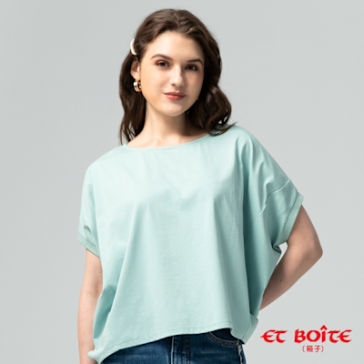 ET BOîTE 箱子 BLUE WAY – 連袖剪接涼感寬版短TEE(淺綠)