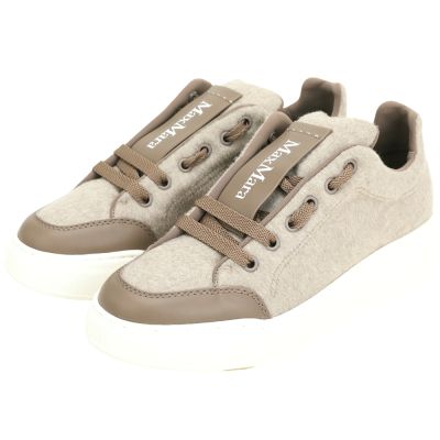 Max Mara MAXIWS 羊絨小牛皮休閒運動鞋(灰褐)