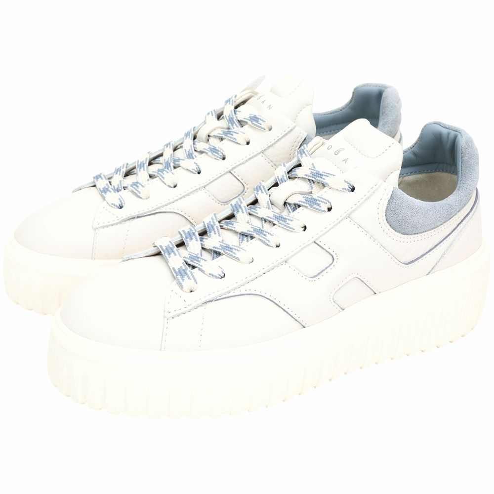 HOGAN H-Stripes 餅乾鞋 / 86er / H641/ H580休閒鞋-多款可選 (荔紋牛皮藍色麂皮尾-杏色)