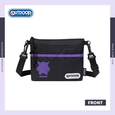 【OUTDOOR】寶可夢 Pokemon 耿鬼 橫式側背包 斜背包 男生小包 隨身小包 黑色 ODGO23P06BK
