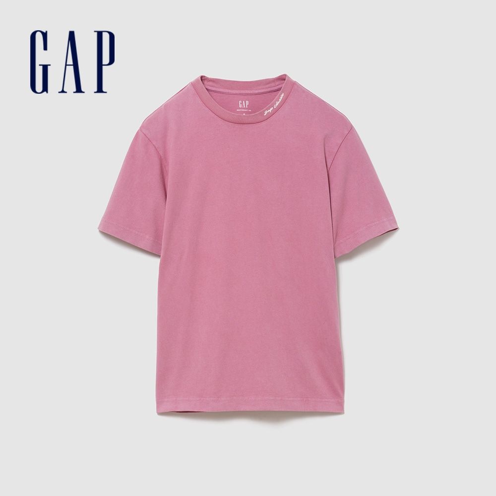 【GAP】重磅寬鬆 Gap Logo 短版T恤-嫩粉/玉米黃/黑色/新款米白/霧面藍(895170) (嫩粉)