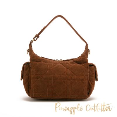 Pineapple-Outfitter-壓紋雙拉鍊斜肩包-絨棕色