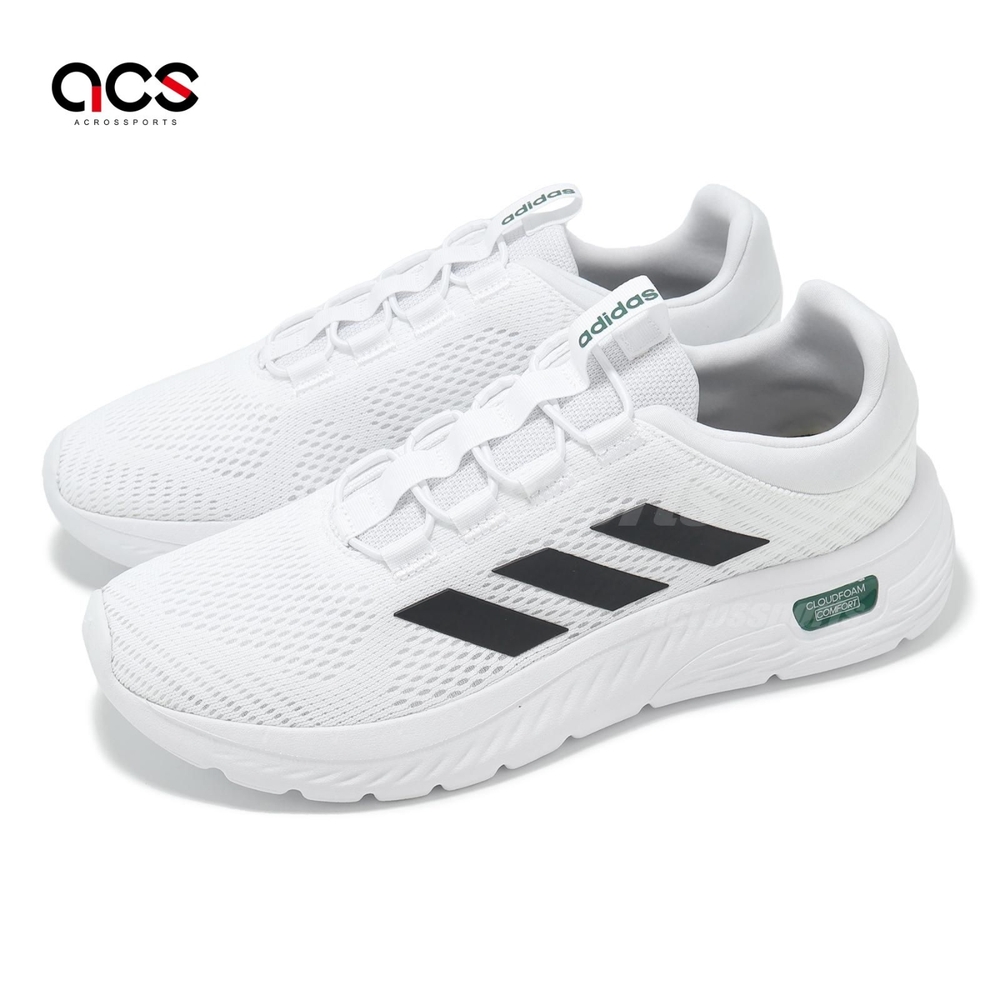 adidas 慢跑鞋Cloudfoam Comfy EL 男鞋白黑緩衝透氣休閒運動鞋愛迪達