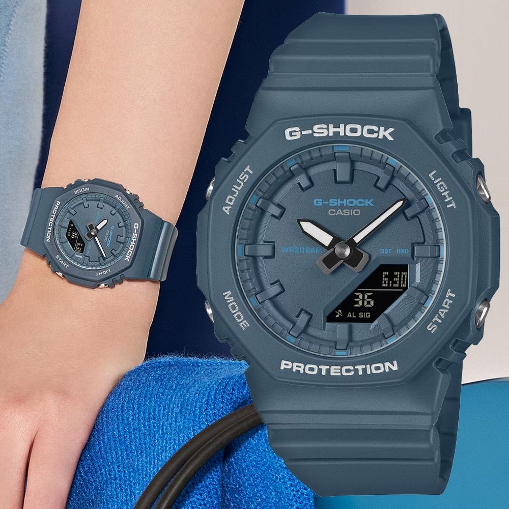 CASIO 卡西歐 G-SHOCK 經典八角 簡約雙顯腕錶 錶 手錶 送禮 GMA-P2100BA-2A