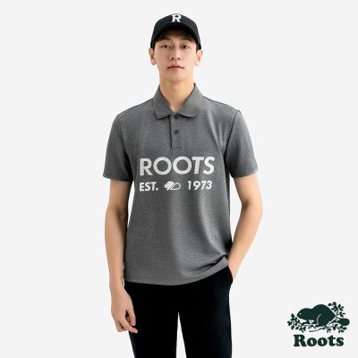 Roots男裝-ROOTS NOVA PARK 短袖POLO衫-混色椒鹽灰