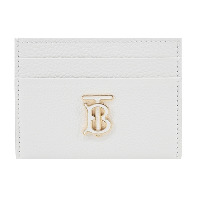 BURBERRY 巴寶莉 TB LOGO 粒面皮革卡片夾(光白色)