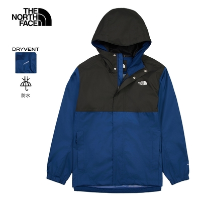 【The North Face 官方旗艦】北面男款藍色DryVent防水透氣連帽衝鋒衣|8AUNF1T 外套