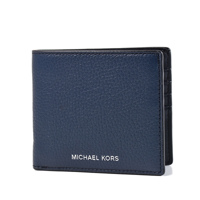 MICHAEL KORS 男款 荔枝紋八卡短夾-藍色
