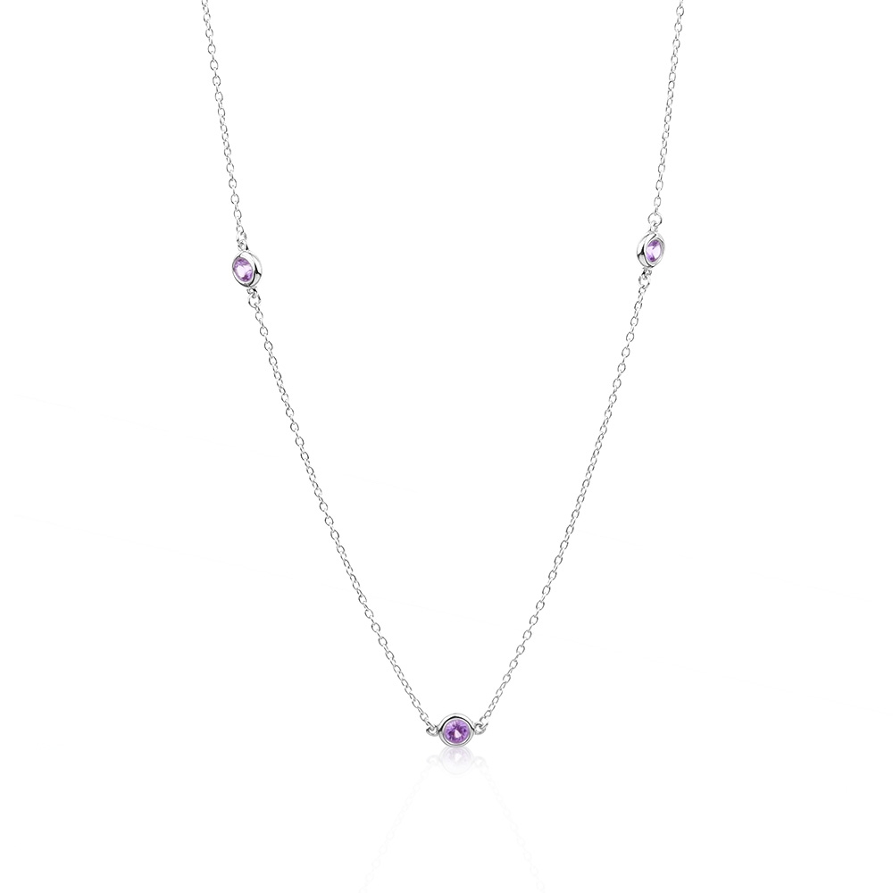 Tiffany&Co. 蒂芙尼 3顆圓形粉紅色藍寶石925純銀項鍊(展示品)