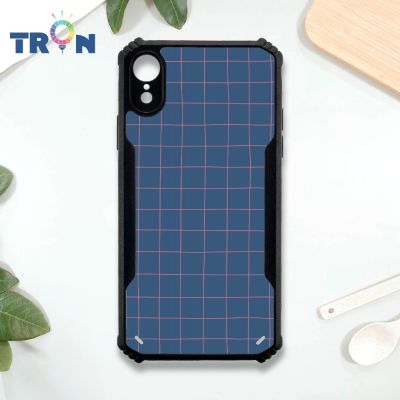 TRON iPhone XR 簡約格紋-2 四角防摔 機甲殼 軟硬殼 手機殼