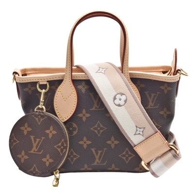 LV Louis Vuitton路易威登 M46705 Neverfull BB系列經典Monogram帆布手提/斜背包(米色)