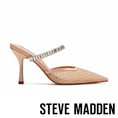 STEVE MADDEN-奢華閃鑽一字綁帶前包裸跟鞋 BRECKI-R-卡其色