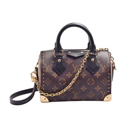 LOUIS VUITTON路易威登 LV M13146 經典Speedy Trunk 20 Monogram帆布手提/斜背包(棕咖色)