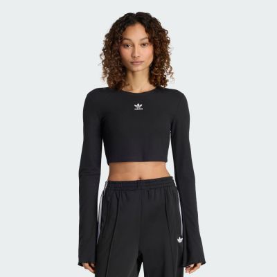 【adidas 愛迪達】 ESSENTIALS 短版長袖上衣 女 - Originals KE1089