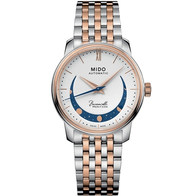 MIDO 美度 官方授權 Baroncelli 永恆系列 微笑月相機械女錶 開學換新季 送禮推薦-33mm M0272072201001