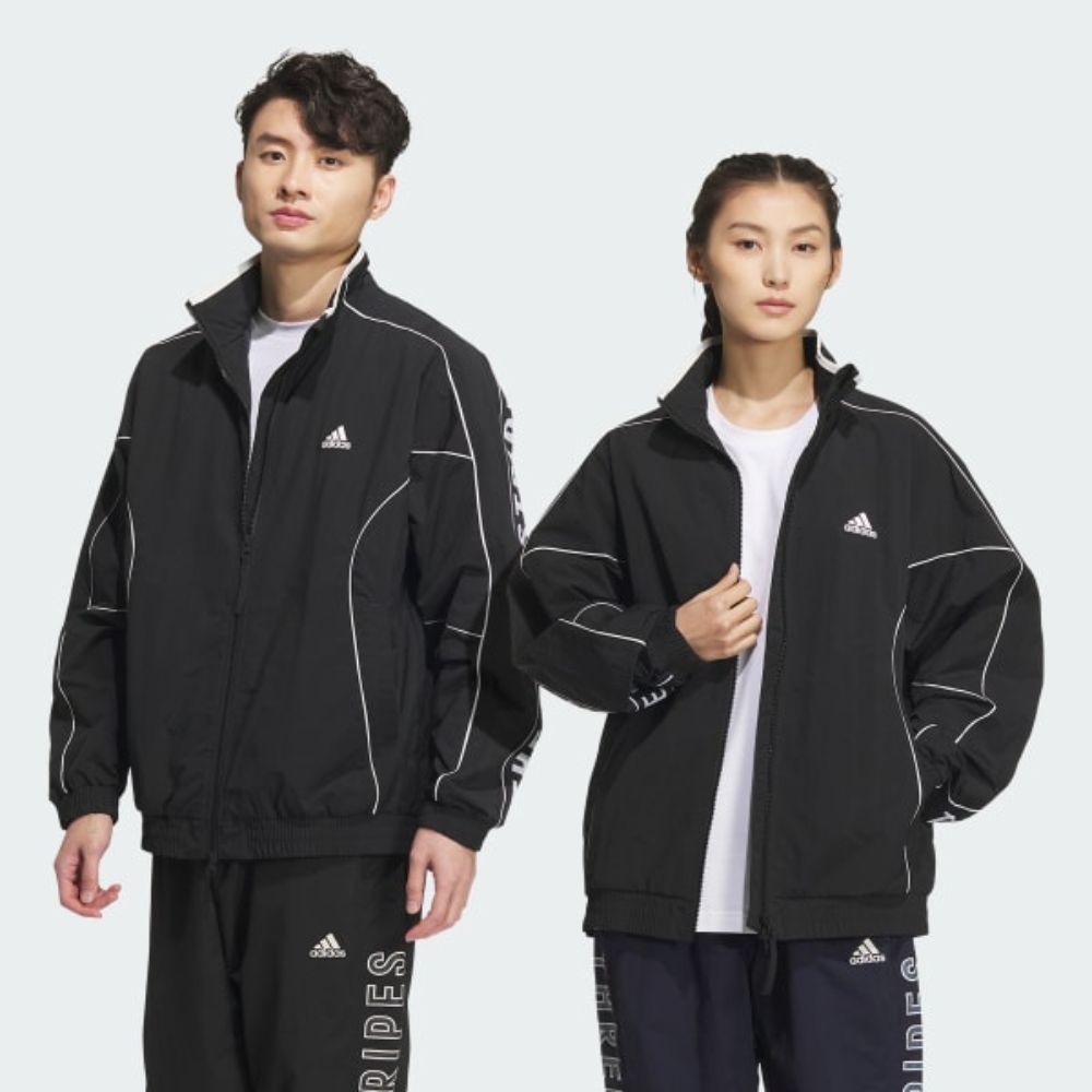adidas 愛迪達外套男女中性款運動立領外套亞規WORD WOVEN JKT 黑JH1023