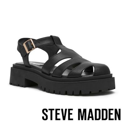 STEVE MADDEN-經典素面羅馬厚底涼鞋 MINSK-黑色