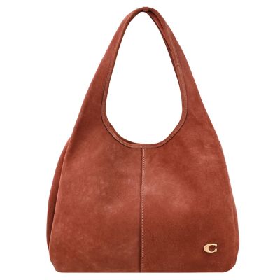 COACH LANA 經典LOGO麂皮三層式單肩包(磚紅)
