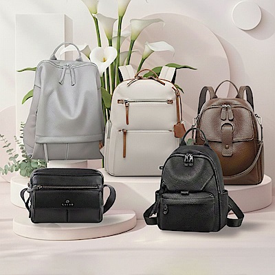 【CROSS】限量1折 頂級小牛皮皮革尼龍後背包肩背包 全新專櫃展示品 (買一送一買就送小羊皮長夾）