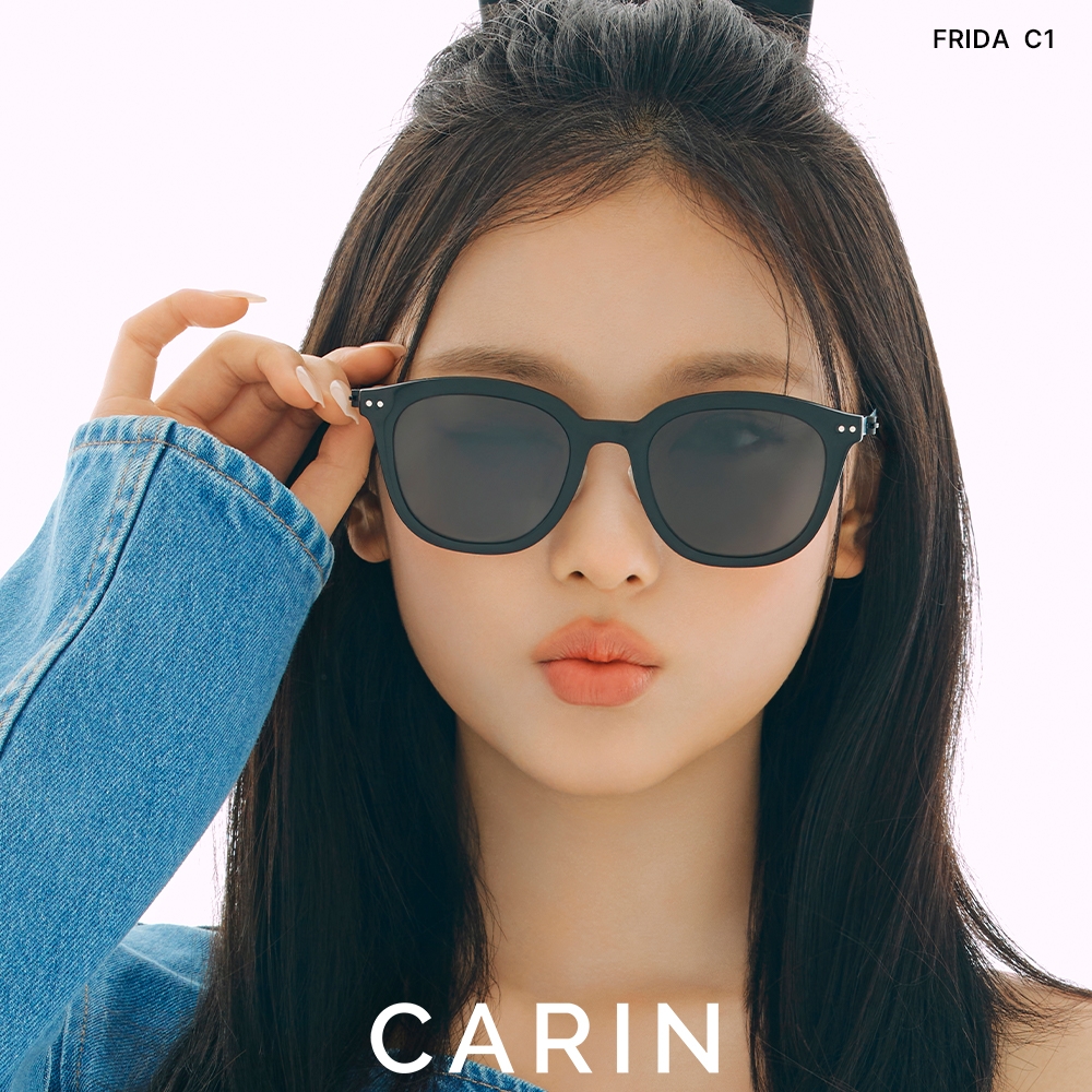 CARIN NewJeans配戴款方框偏光太陽眼鏡/黑深灰偏光鏡片#FRIDA C1