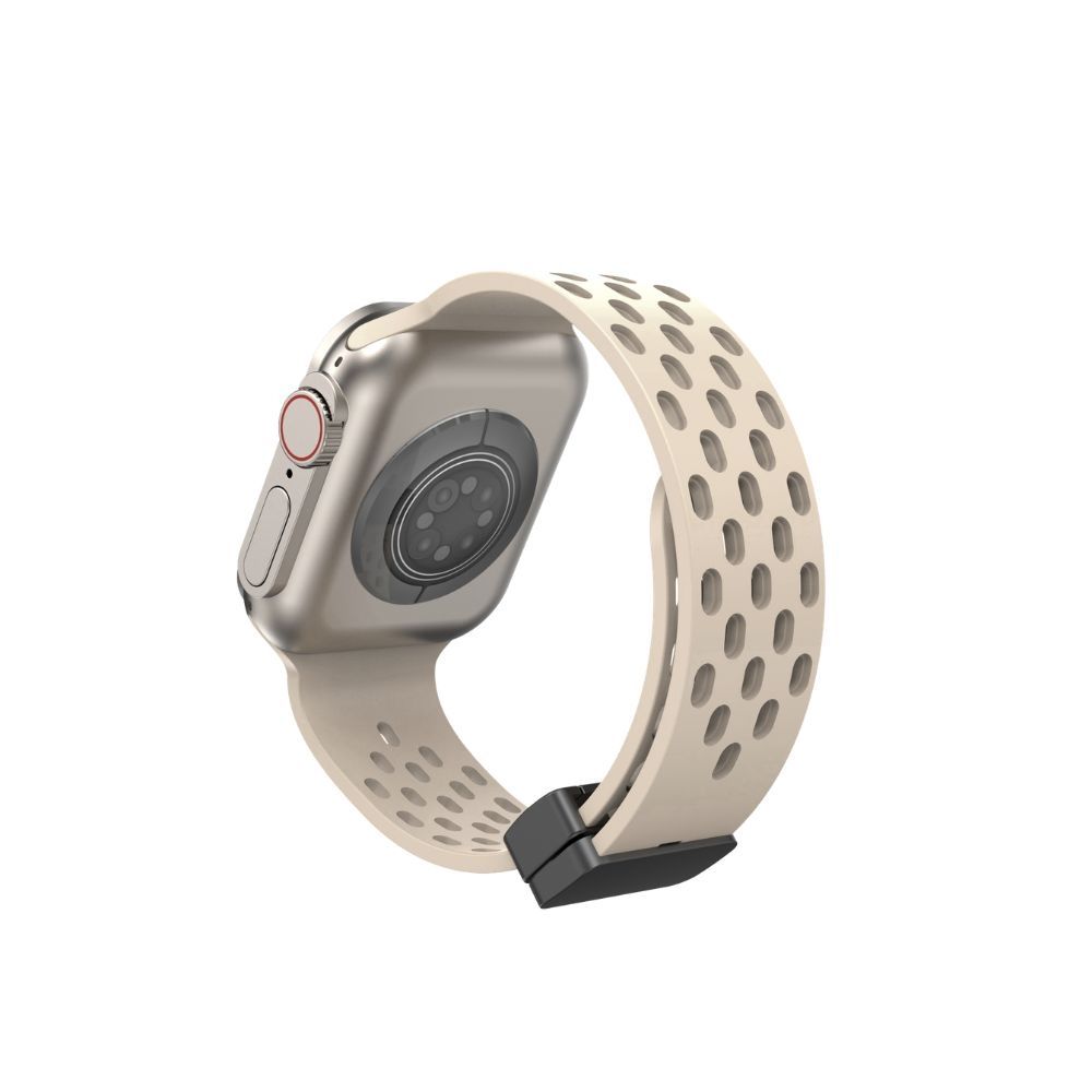 【Phonemo】Apple Watch 磁吸蜂巢錶帶 透氣親膚液態矽膠 潮流多色可選 38-49mm 通用 (星光)