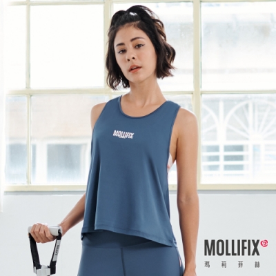 Mollifix 瑪莉菲絲 後扭結坦克運動背心 (暗夜藍) 暢貨出清、瑜珈服、背心、T恤