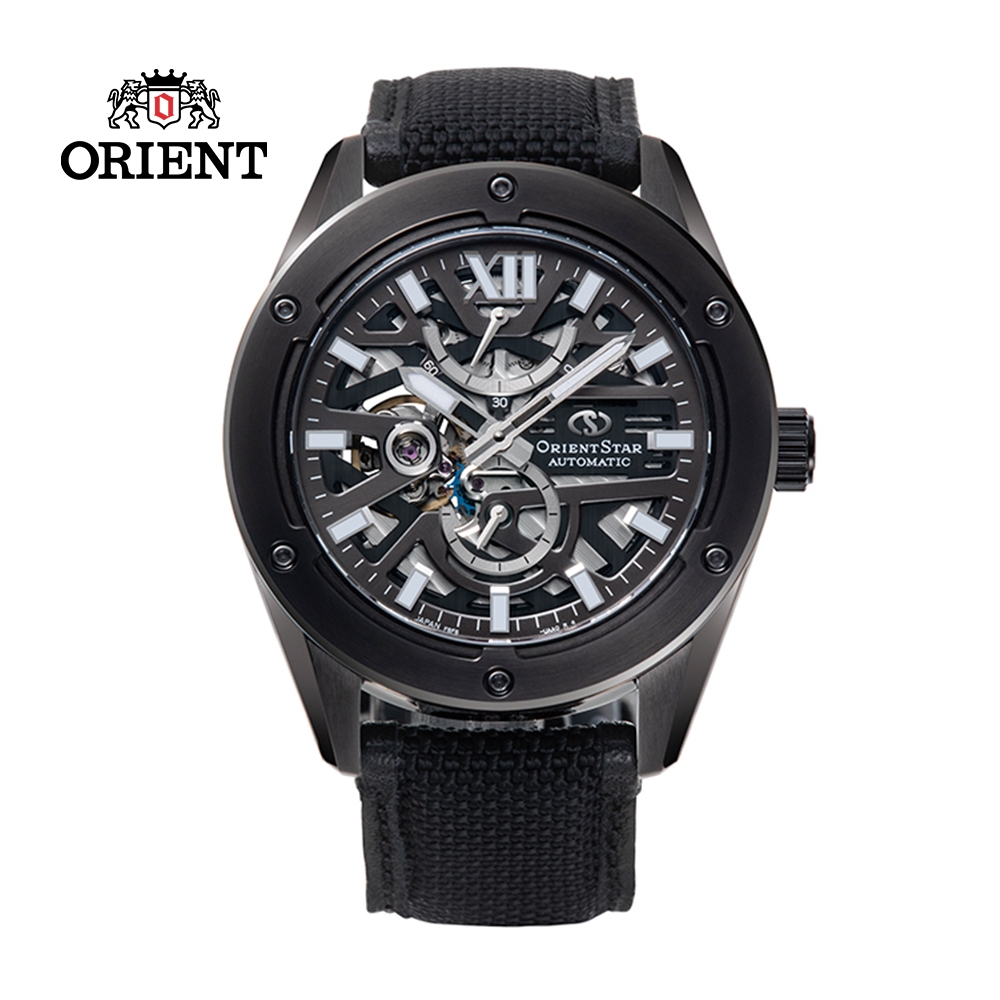ORIENT STAR 東方之星  M34 F8 Semi Skeleton系列 鏤空機械錶  尼龍帶款 黑色 RE-BZ0002B - 42.3mm