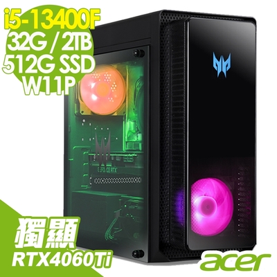 Acer 宏碁 Acer Predator Orion PO3-650 電競電腦 (i5-13400F/32G/2TB+512G SSD/RTX4060Ti-8G/W11P)
