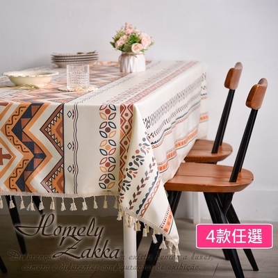 Homely Zakka 波西米亞棉麻流蘇桌巾140X180cm  4款任選