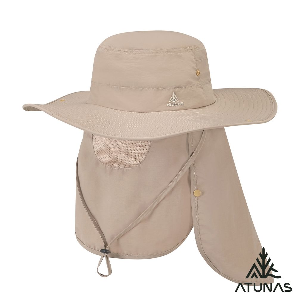 【ATUNAS 歐都納】登山防曬大盤帽(可拆遮片)A1AHHH12N卡其/防曬/遮陽帽/大盤帽/登山帽/透氣遮陽
