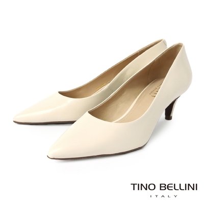 Tino Bellini 巴西進口牛皮尖頭5.5CM跟鞋 米