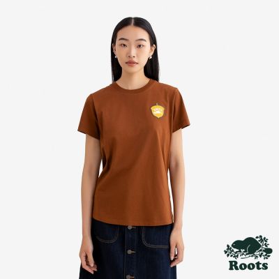 Roots女裝- ATHLETICS 短袖上衣-紅棕色
