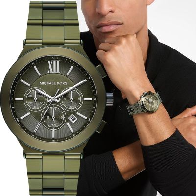 Michael Kors MK Oversized 羅馬三眼計時手錶 男錶 夏日煥新提案 送禮推薦-墨綠/44mm MK9268