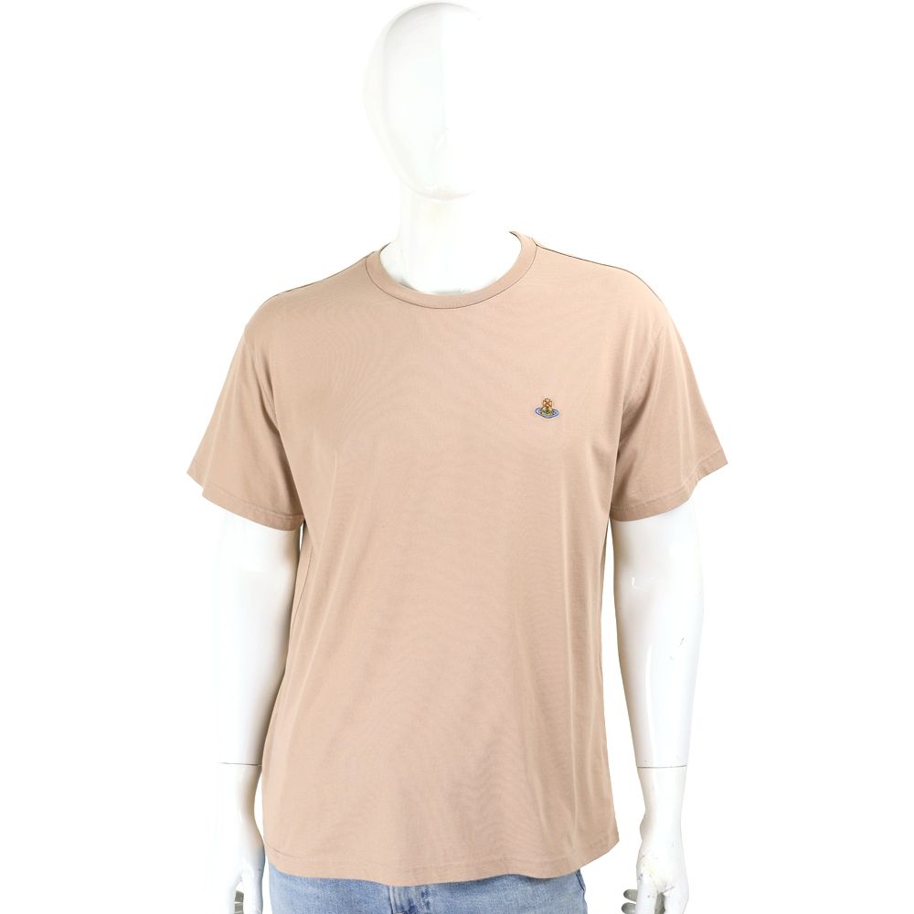 Vivienne Westwood Classic 男女可穿 刺繡星球標誌純棉短袖T恤 TEE-多色可選 (卡其色)