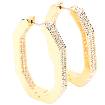 SWAROVSKI 施華洛世奇 Dextera 大圈八角形密鑲鑽飾穿針式耳環(金色)