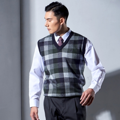 JOHN DUKE 約翰公爵保暖絲光抗起毬羊毛背心 黑灰(87-2Y7351)