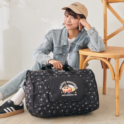 【OUTDOOR】Crayon Shinchan蠟筆小新摺疊旅行袋-黑色 ODCS23R11BK