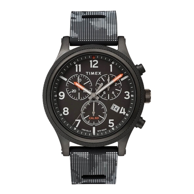 TIMEX 奇幻迷航三眼計時腕錶-黑X迷彩灰-TW2T33100-42mm