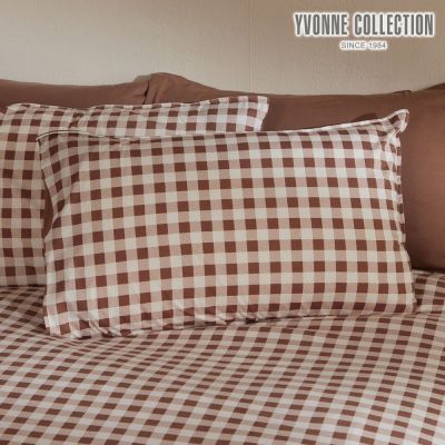 YVONNE 以旺傢飾 格紋雙面信封式枕套1入-可可棕