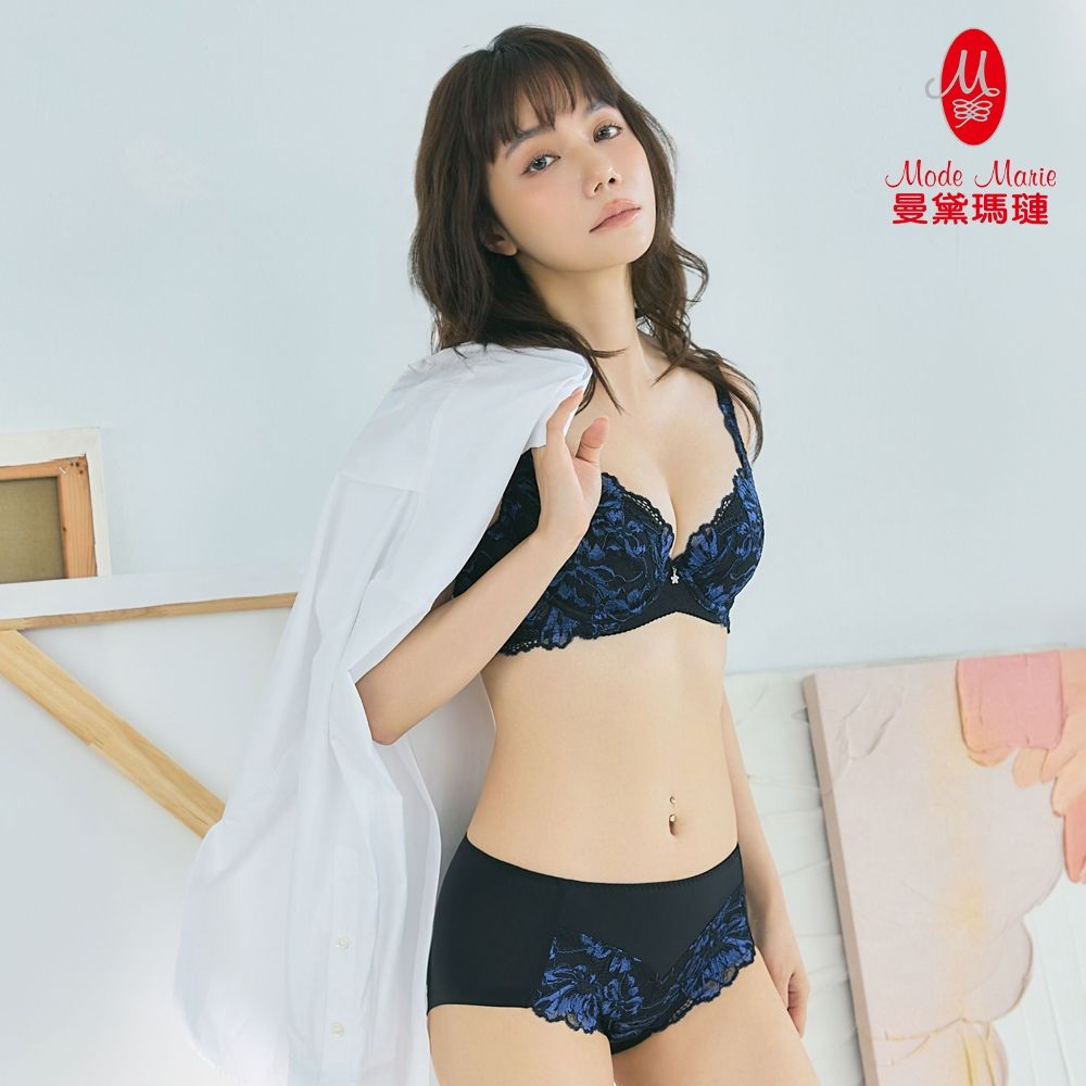 曼黛瑪璉 雙弧 低腰平口無痕內褲 M-XXL(黑)
