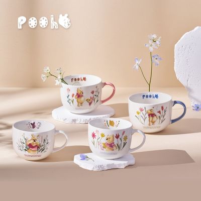 【SENSE LAB·好感製所】Disney迪士尼 花草維尼彩釉陶瓷馬克杯500ml二入組