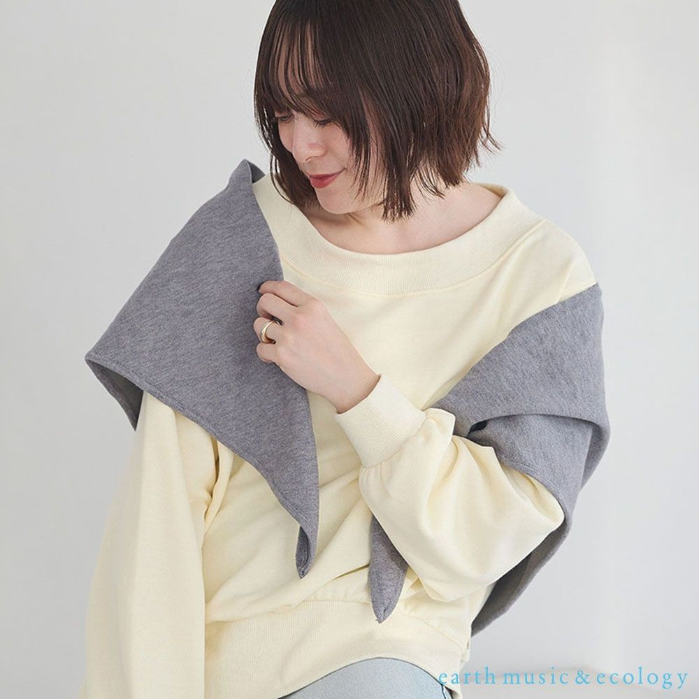 earth music 刺繡標語針織三角披肩