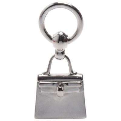 HERMES 經典Mini Kelly造型金屬絲巾扣環(銀色)