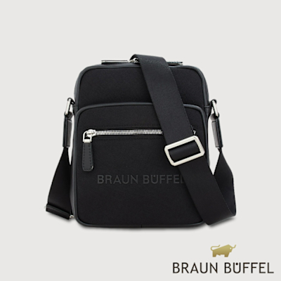 【BRAUN BUFFEL 德國小金牛】台灣總代理 歐瑞恩 直式斜背包-黑色/BF551-16-BK