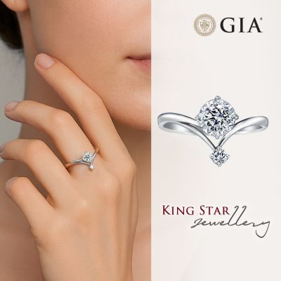 King Star GIA 30分 DVVS2 3EX 鉑金台 天然鑽石戒指 皇冠星光(八心八箭 完美車工)