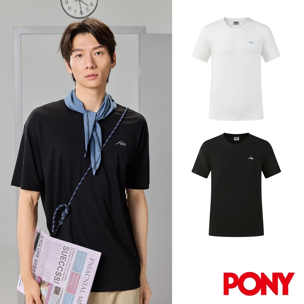 【PONY】光盾遮熱涼感T 抑菌抗臭 透氣親膚 露營塗鴉 男款 - 雙色
