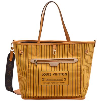 LOUIS VUITTON路易威登 LV M12779 Neverfull Bandoulière Inside Out MM帆布雙面手提/斜背包(棕/黃色)